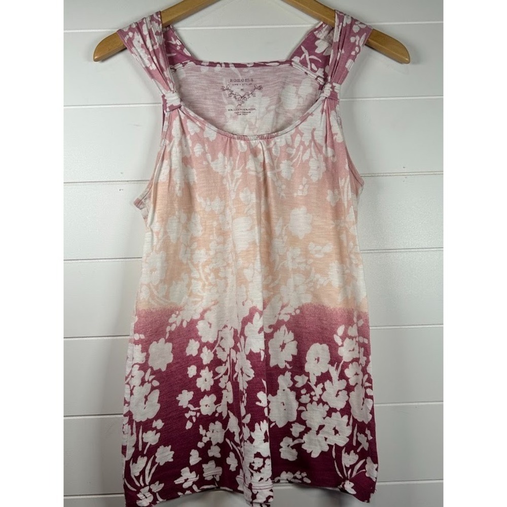 Sonoma Life + Style Tank Top Womens Medium Floral Ombre'